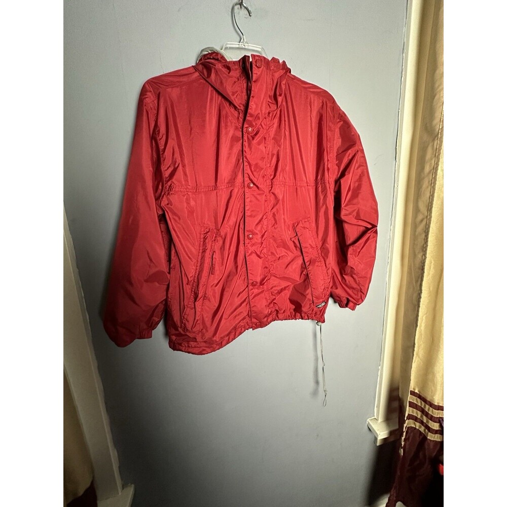 Cabela's Jacket Windbreaker Mens Size Small Regular Red Hooded Full Zip Outdoor